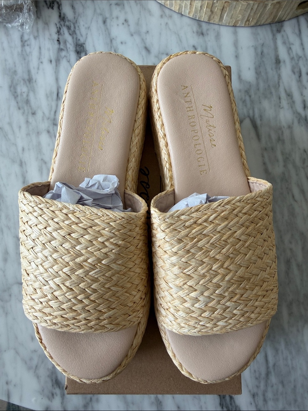 Matisse Anthro Woven Slide Sandals in Natural